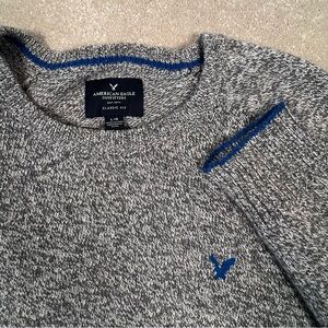 American Eagle Sweater Crew Neck Classic Fit Gray Cotton‎ Blend Marbled Mens L